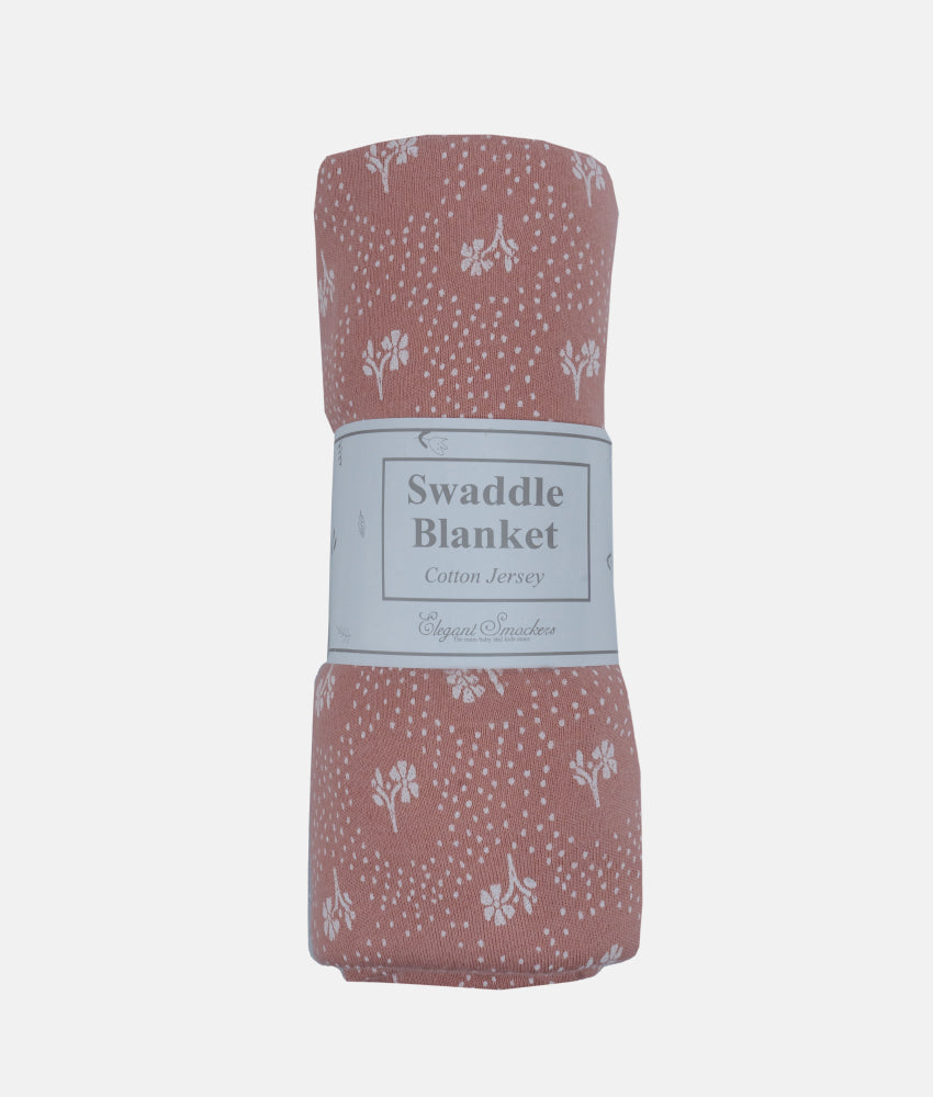 Elegant Smockers LK | Baby Swaddling Blanket - Old Rose White Dots | Sri Lanka 