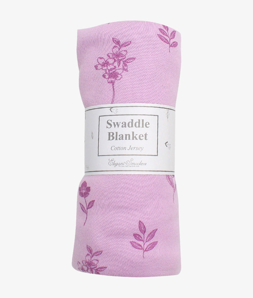 Elegant Smockers LK | Baby Swaddling Blanket - Purple Floral Print | Sri Lanka 