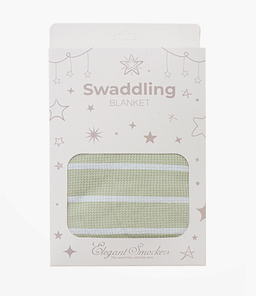 Elegant Smockers LK | Baby Swaddling Blanket - Sage Green Stripes Print | Sri Lanka 