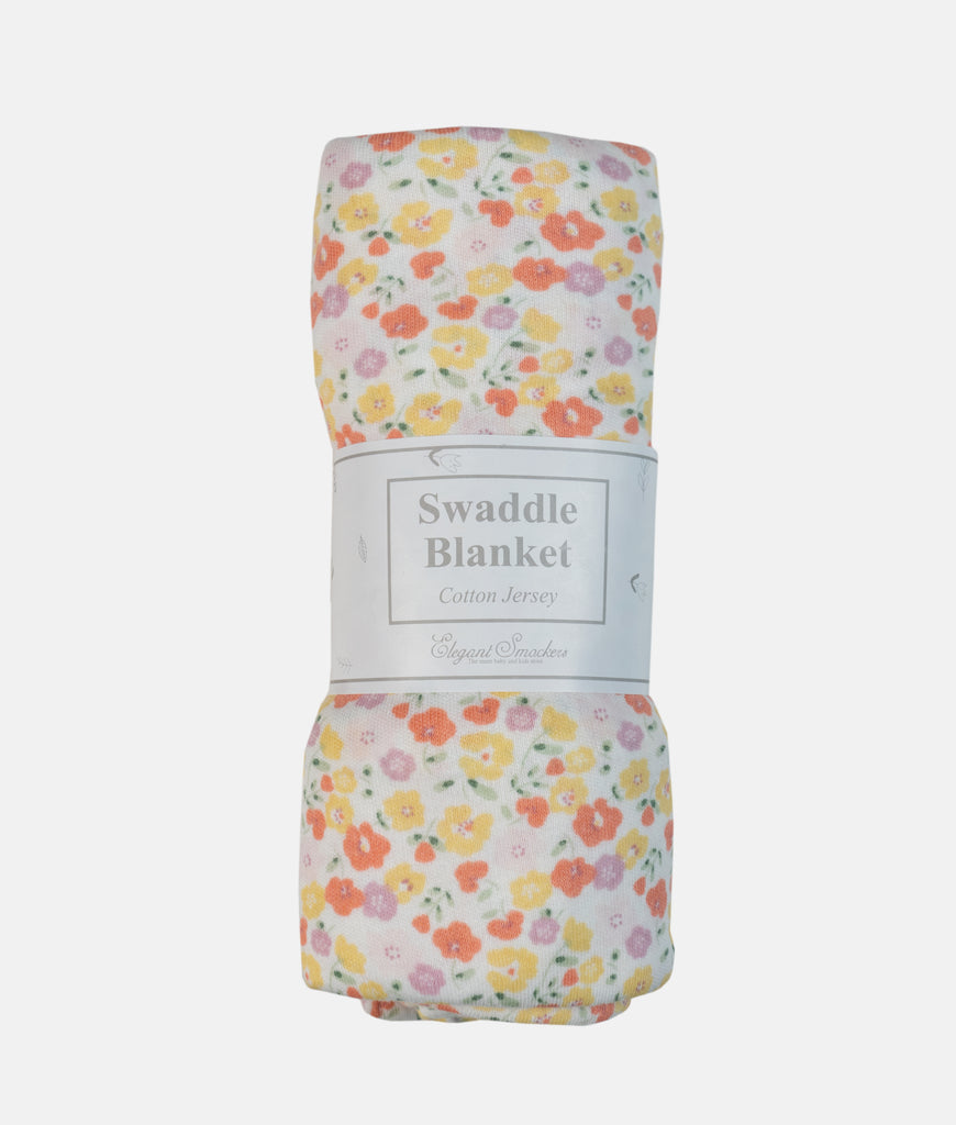 Elegant Smockers LK | Baby Swaddling Blanket - Yellow Mini Floral Print | Sri Lanka 