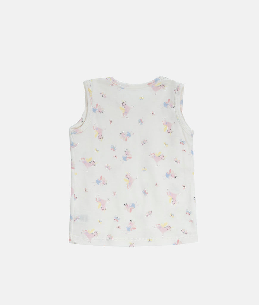 Elegant Smockers LK | Baby Vest - Ivory White Unicorn Print | Sri Lanka 