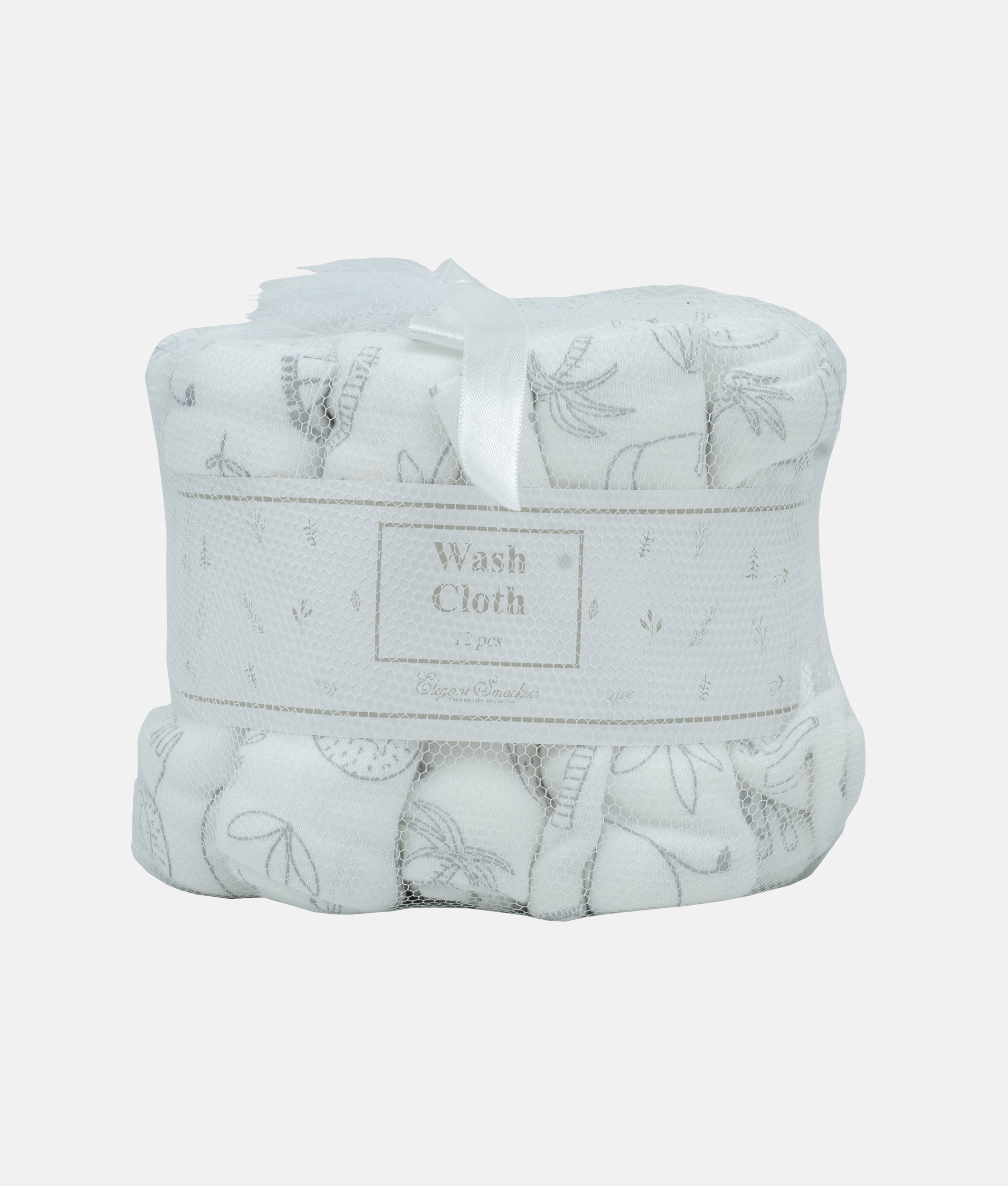 Elegant Smockers LK | Baby Washcloth 12pcs Pack - Grey & White Animal Print | Sri Lanka 