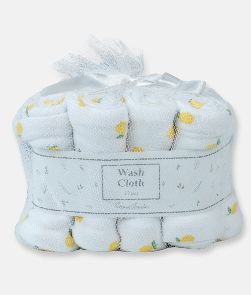 Elegant Smockers LK | Baby Washcloth 12pcs Pack - Lemon Print | Sri Lanka 
