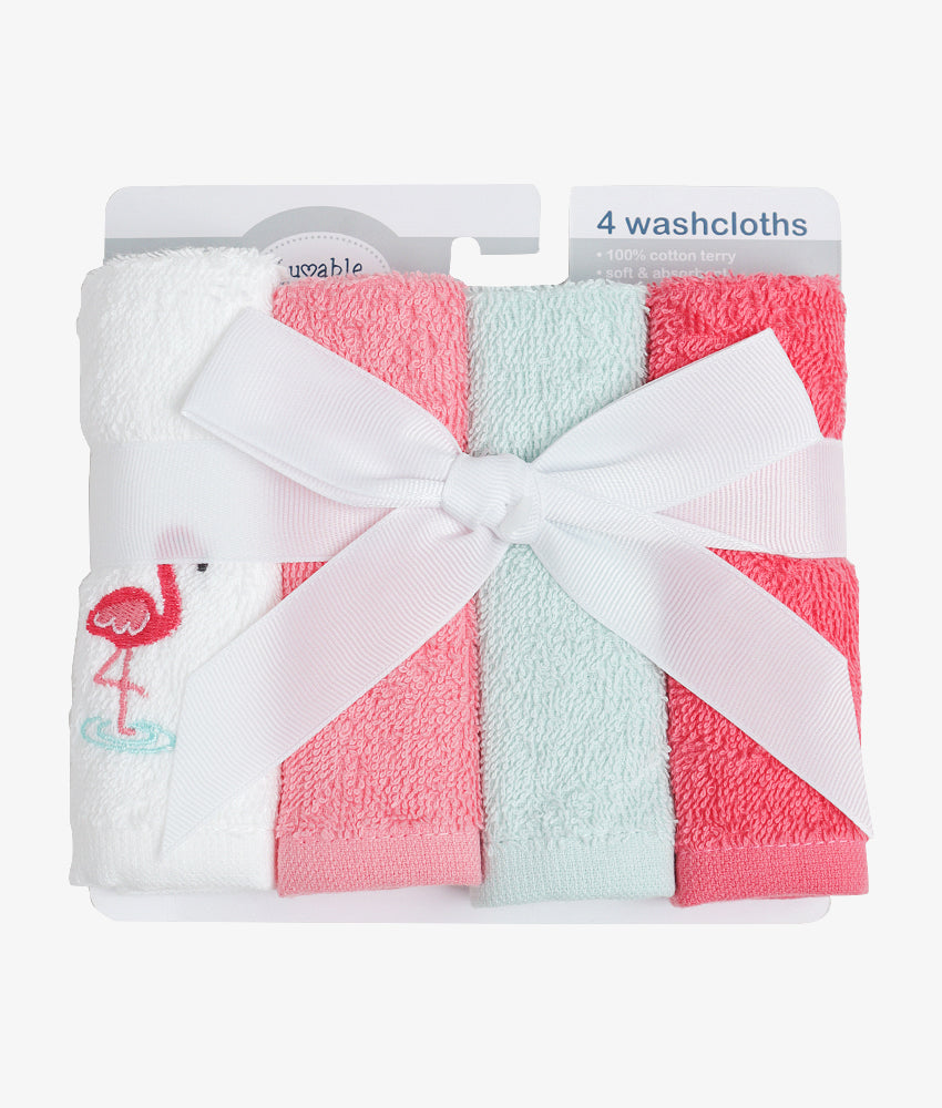 Elegant Smockers LK | Baby Washcloth Pack - 4pcs - Flamingo | Sri Lanka 