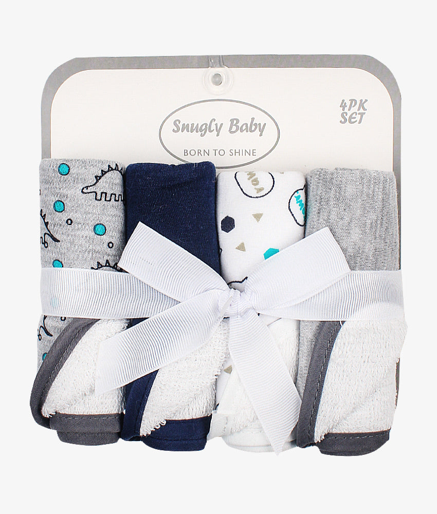 Elegant Smockers LK | Baby Washcloth Pack - 4pcs - Grey & Blue | Sri Lanka 