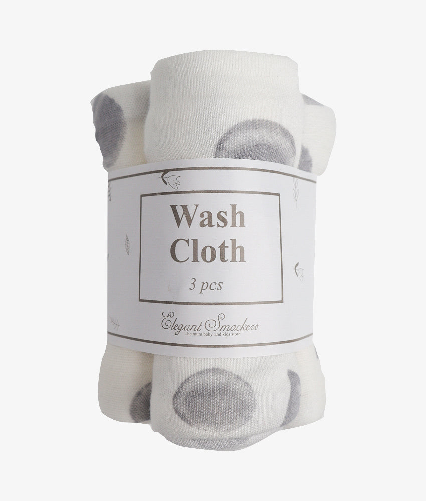 Elegant Smockers LK | Baby Washcloth Pack - Gray Shapes Print | Sri Lanka 