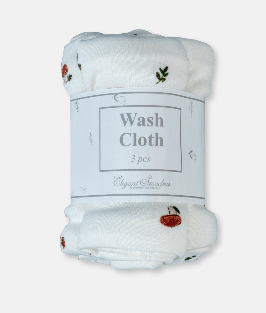 Elegant Smockers LK | Baby Washcloth Pack - Mushroom & Acorn Print | Sri Lanka 