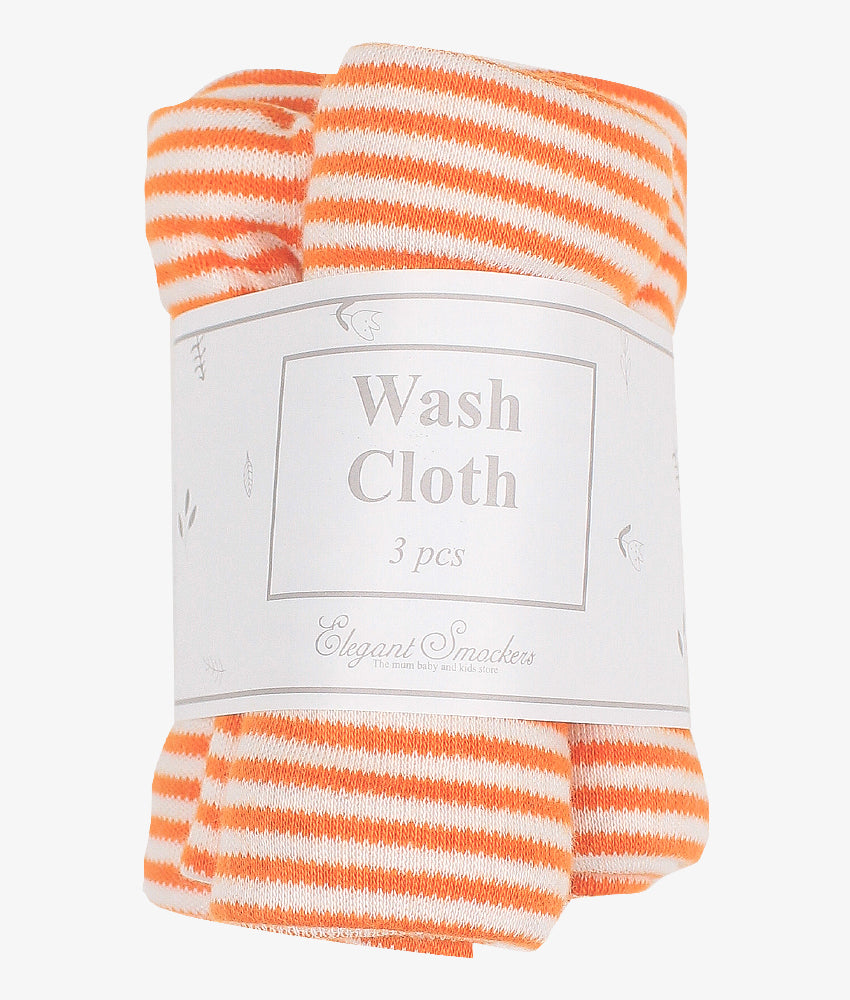 Elegant Smockers LK | Baby Washcloth Pack - Orange Stripes | Sri Lanka 