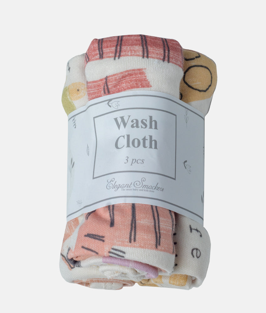 Elegant Smockers LK | Baby Washcloth Pack - Pastel Animal Print | Sri Lanka 