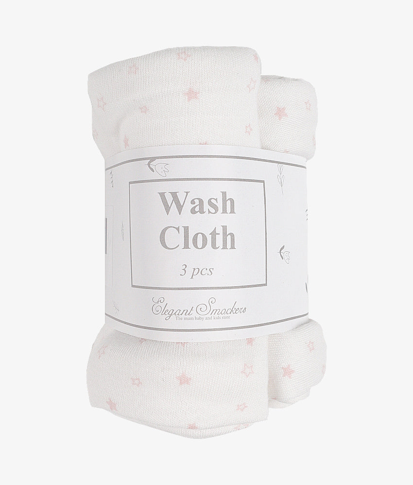 Elegant Smockers LK | Baby Washcloth Pack - Pink Mini Stars | Sri Lanka 