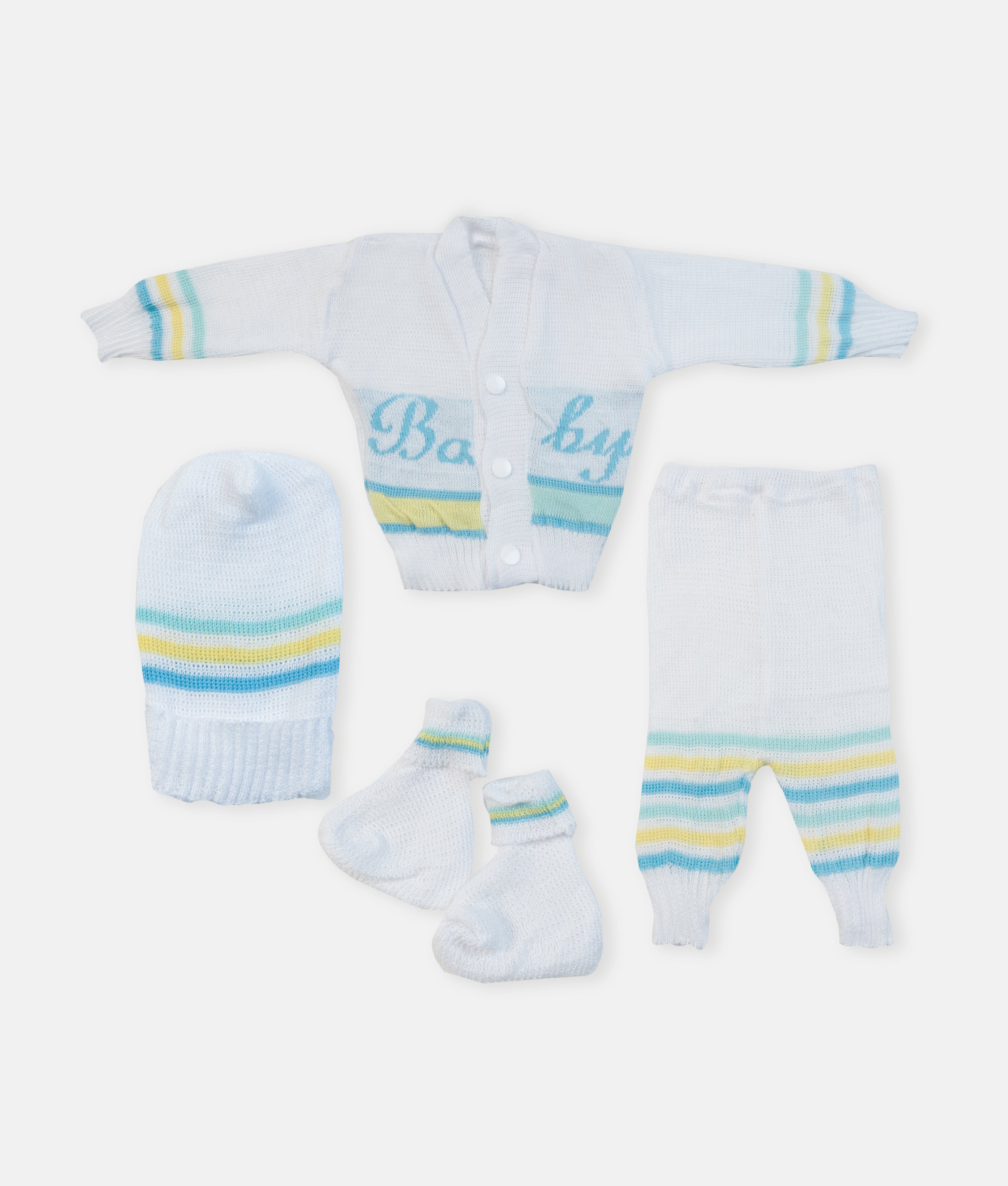 Elegant Smockers LK | Baby Wool Suit 4pcs  - Mint Green - White | Sri Lanka 