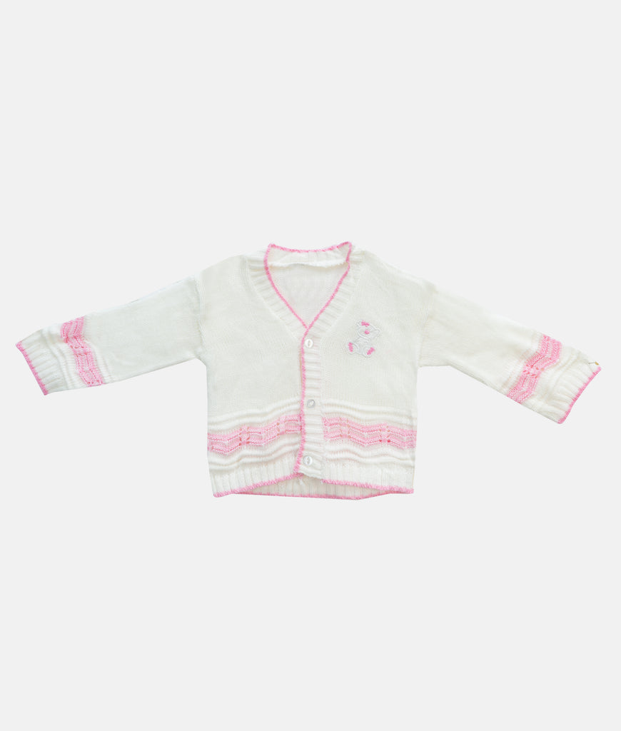 Elegant Smockers LK | Baby Woolen 04pcs Set - White - Pink | Sri Lanka 