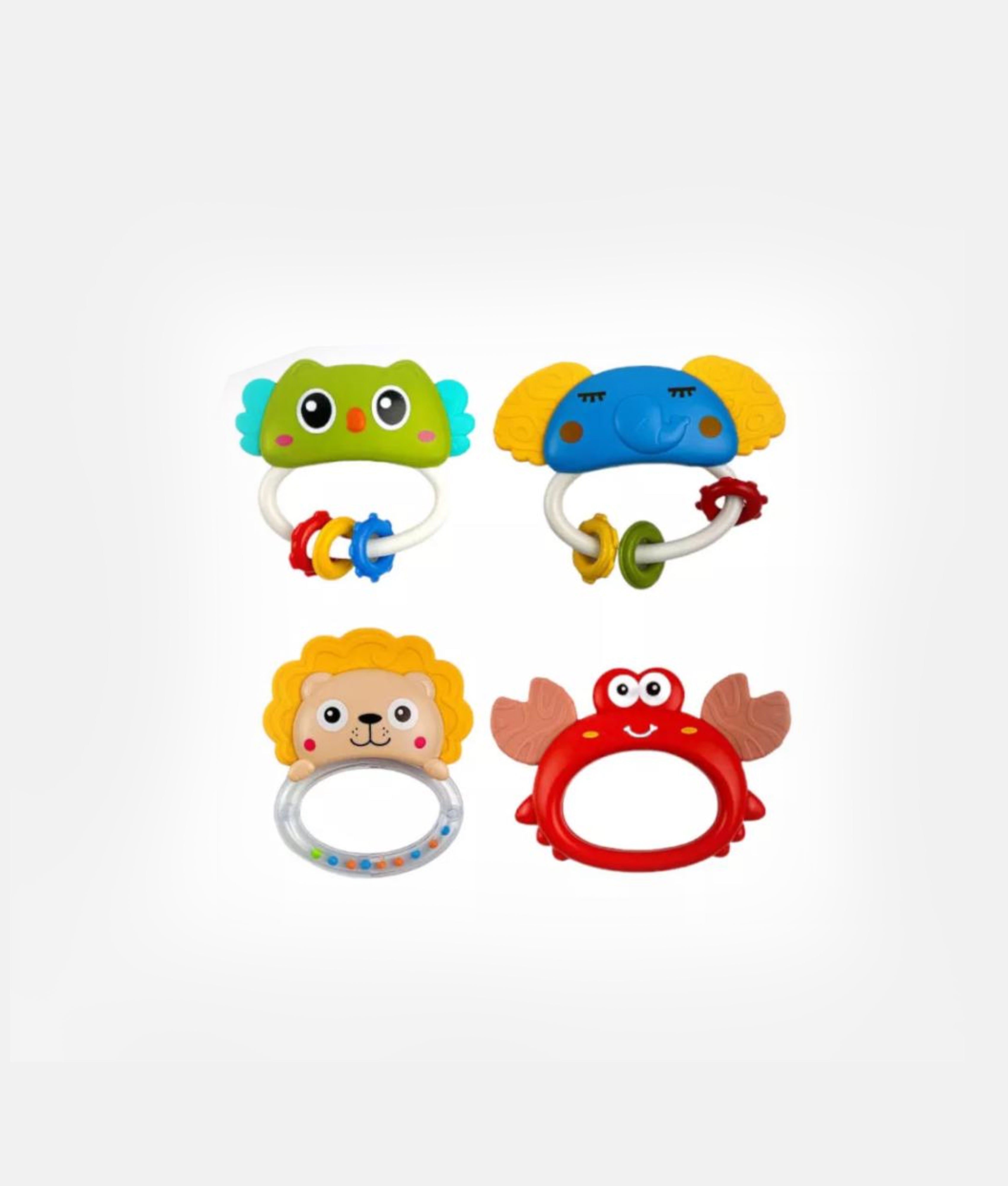 Elegant Smockers LK | Bibi-Inn Handbell Baby Animal Rattle 4 Pcs Set | Sri Lanka 