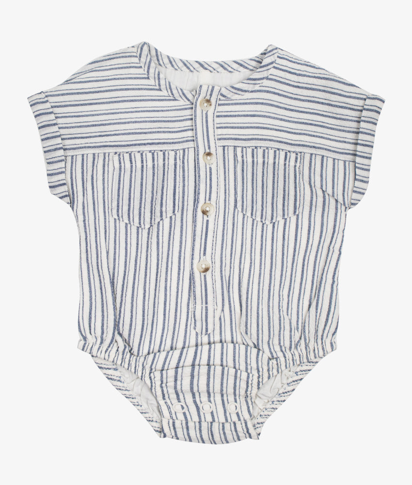 Elegant Smockers LK | Blue Striped Baby Bodysuit Romper | Sri Lanka 