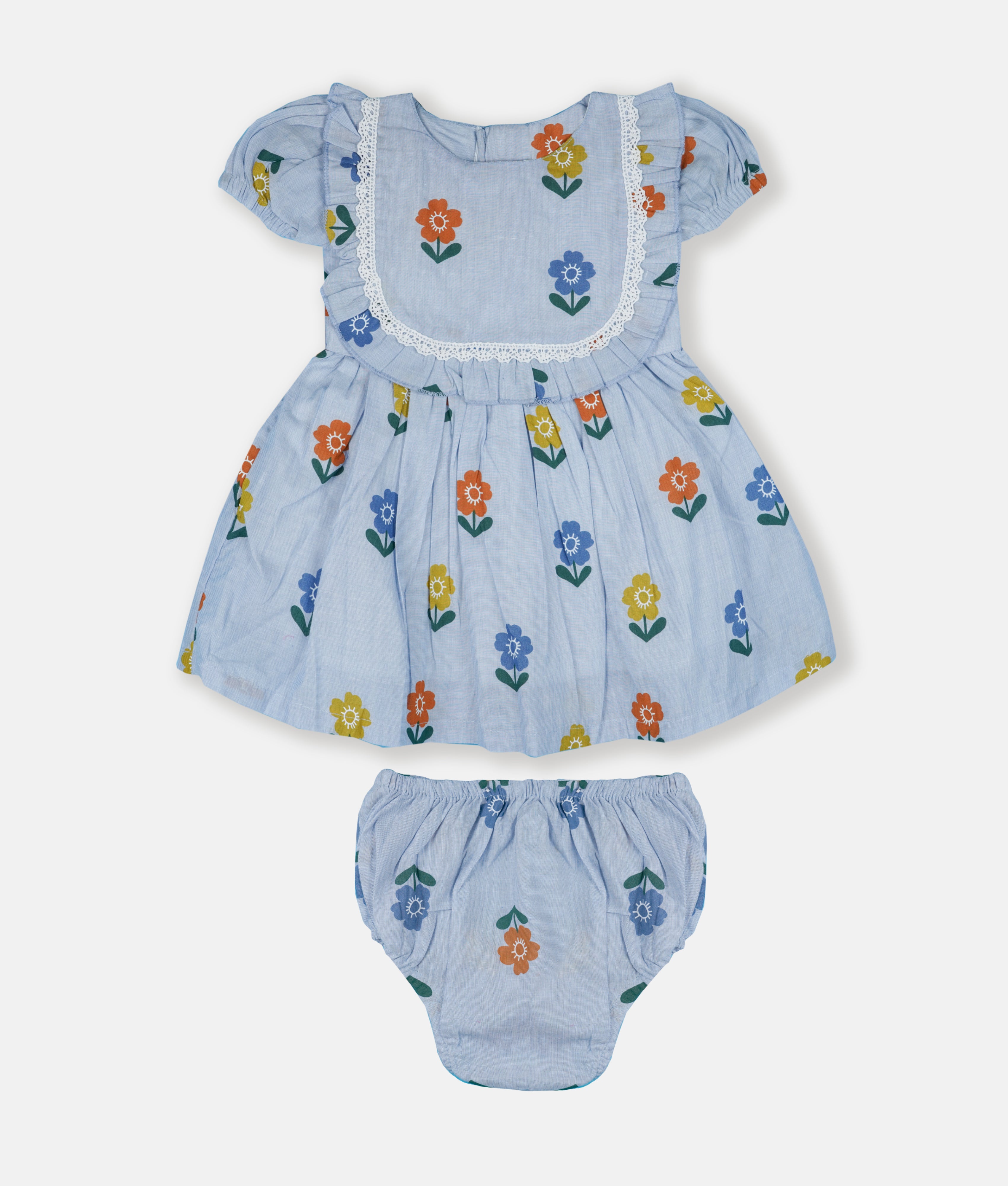 Elegant Smockers LK | Blue Stunning Flower Garden Girls Dress | Sri Lanka 