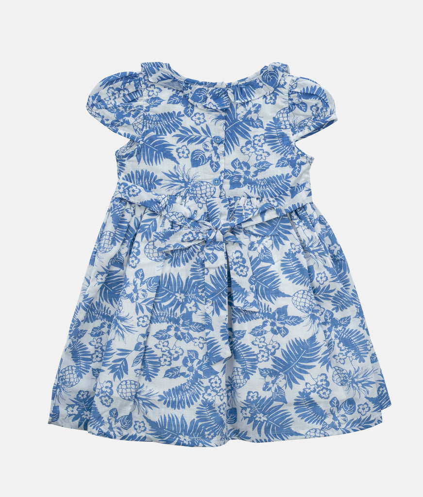 Elegant Smockers LK | Blue Tropical Short Sleeved Smocked Girls Dress | Sri Lanka 