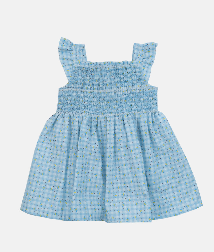 Elegant Smockers LK | Blue & White Gingham Print Girls Smocked Dress | Sri Lanka 