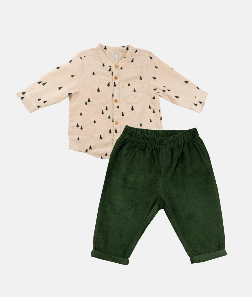 Elegant Smockers LK | Boys Casual Shirt & Trousers Set -  Green | Sri Lanka 