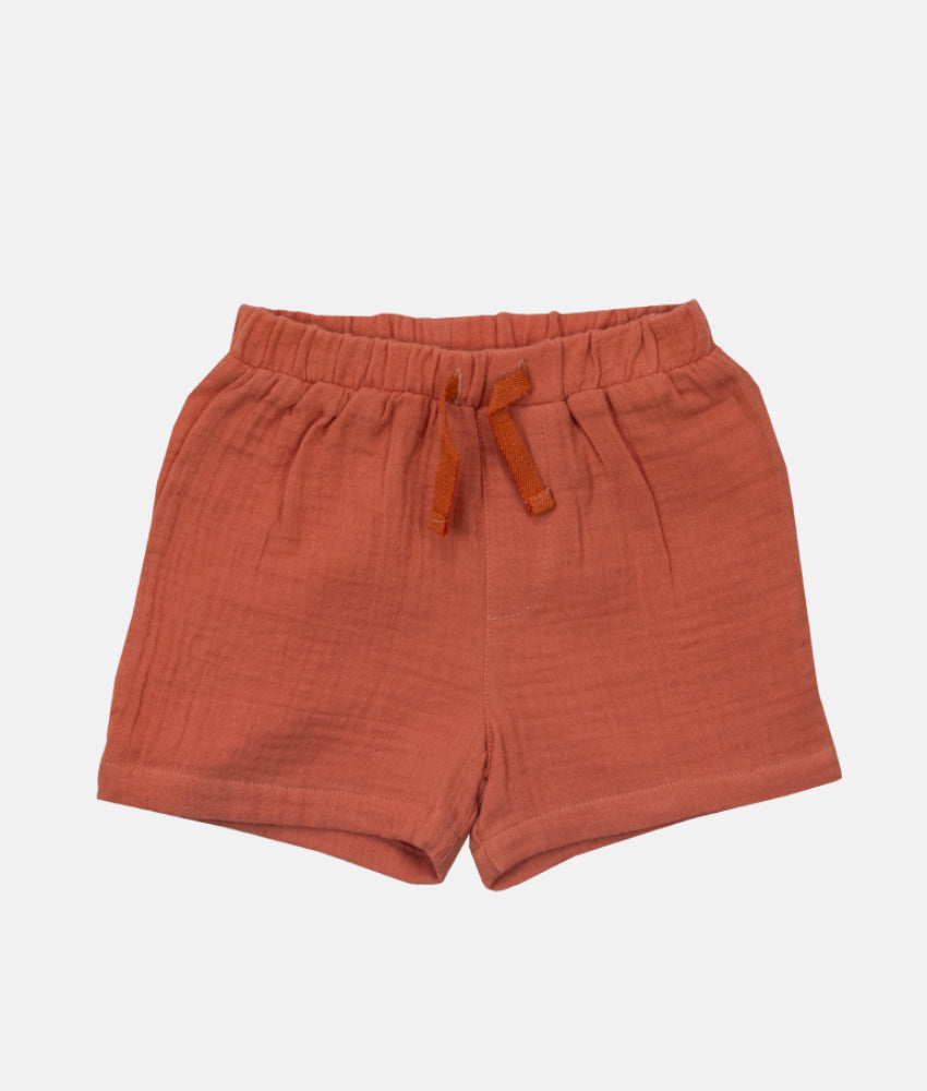 Elegant Smockers LK | Boys Collared Short Sleeve Shirt & Short 2pcs Set - Orange | Sri Lanka 