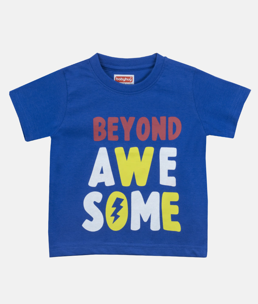 Elegant Smockers LK | Boys Crewneck T-Shirt - BEYOND AWESOME - Blue | Sri Lanka 