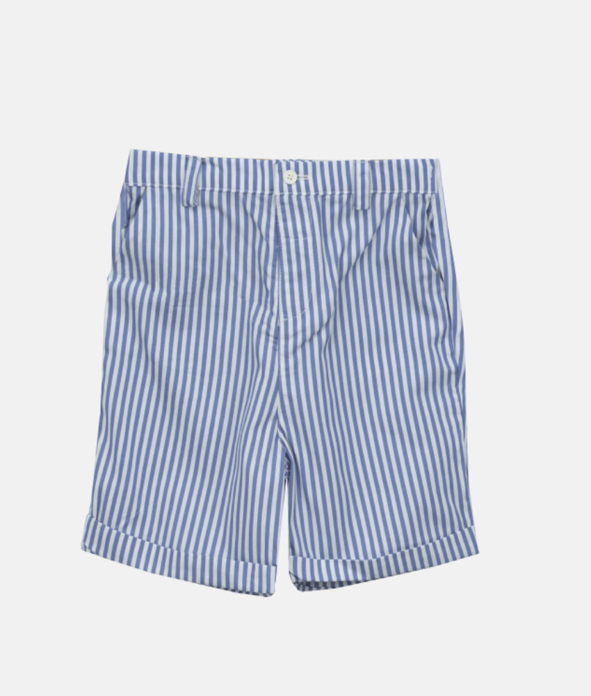 Elegant Smockers LK | Boys Formal Shirt & Short 2pcs Set - Blue Striped | Sri Lanka 
