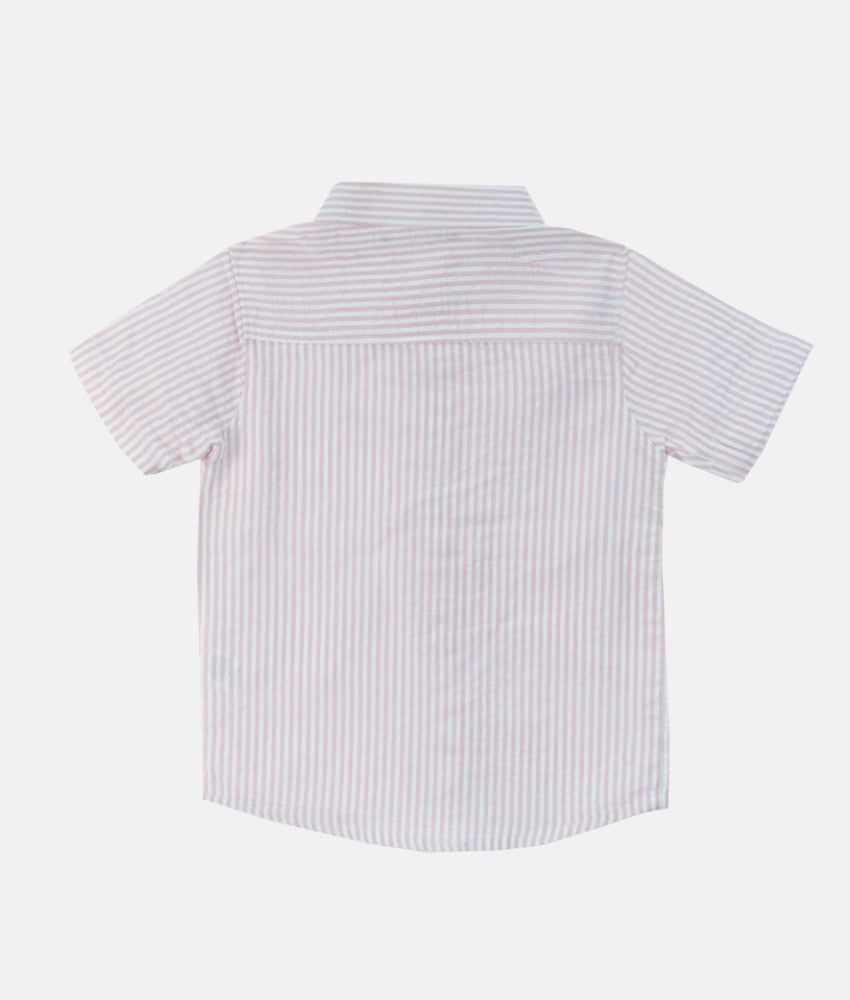 Elegant Smockers LK | Boys Formal Short Sleeve Shirt - Pink Stripes | Sri Lanka 