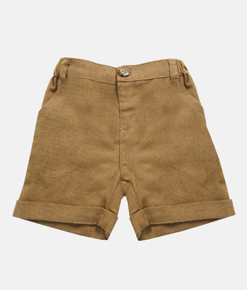 Elegant Smockers LK | Boys Linen Shorts  - Coffee Brown | Sri Lanka 
