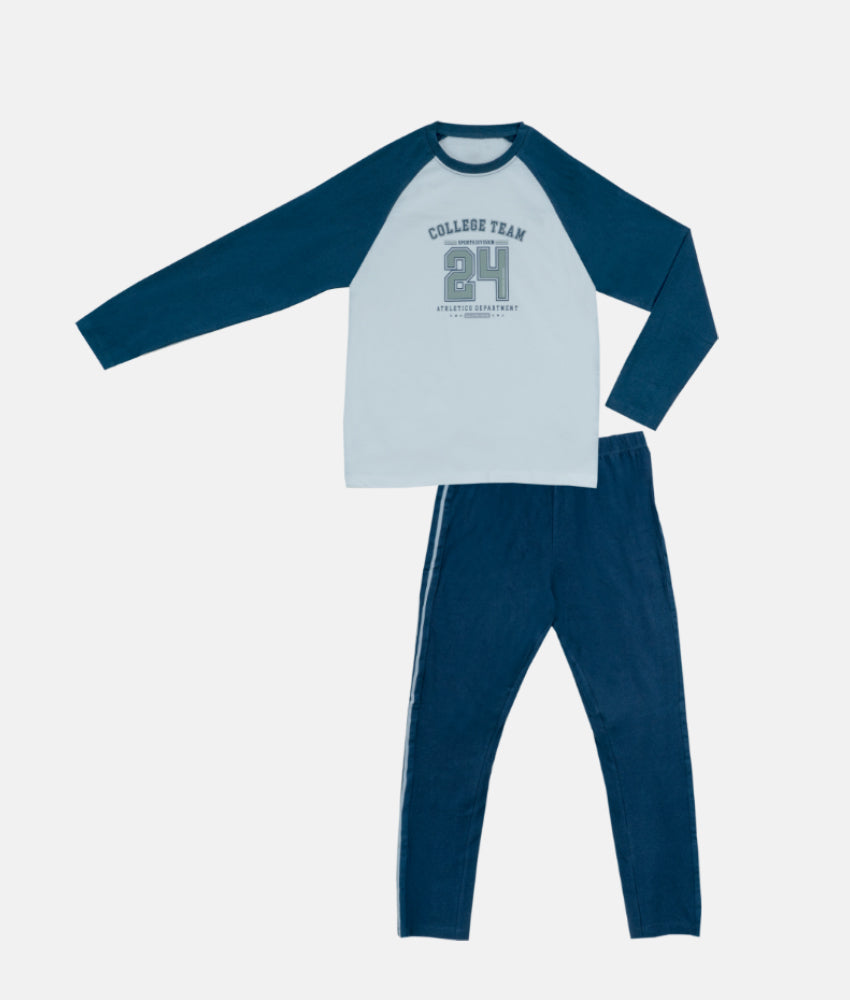 Elegant Smockers LK | Boys Long Sleeves Pyjama Set - 24 Blue | Sri Lanka 