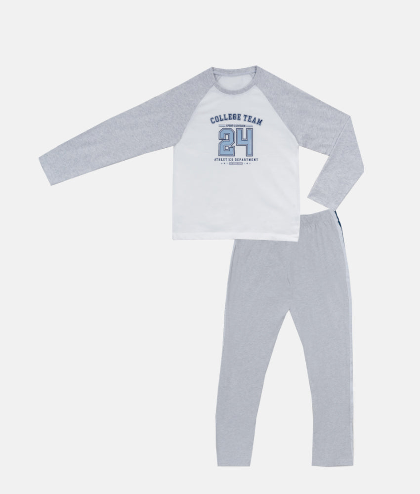 Elegant Smockers LK | Boys Long Sleeves Pyjama Set - 24 Grey | Sri Lanka 