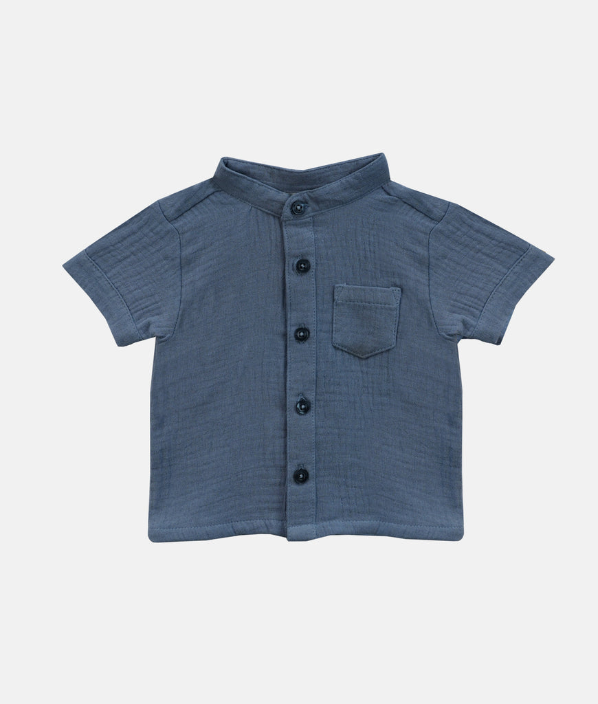 Elegant Smockers LK | Boys Muslin Shirt  - Ash | Sri Lanka 