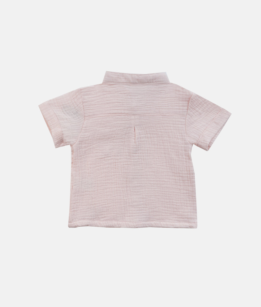 Elegant Smockers LK | Boys Muslin Shirt  - peach | Sri Lanka 