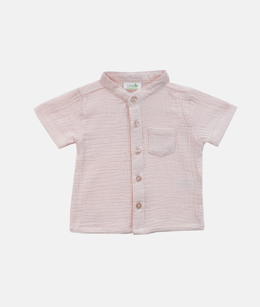 Elegant Smockers LK | Boys Muslin Shirt  - peach | Sri Lanka 