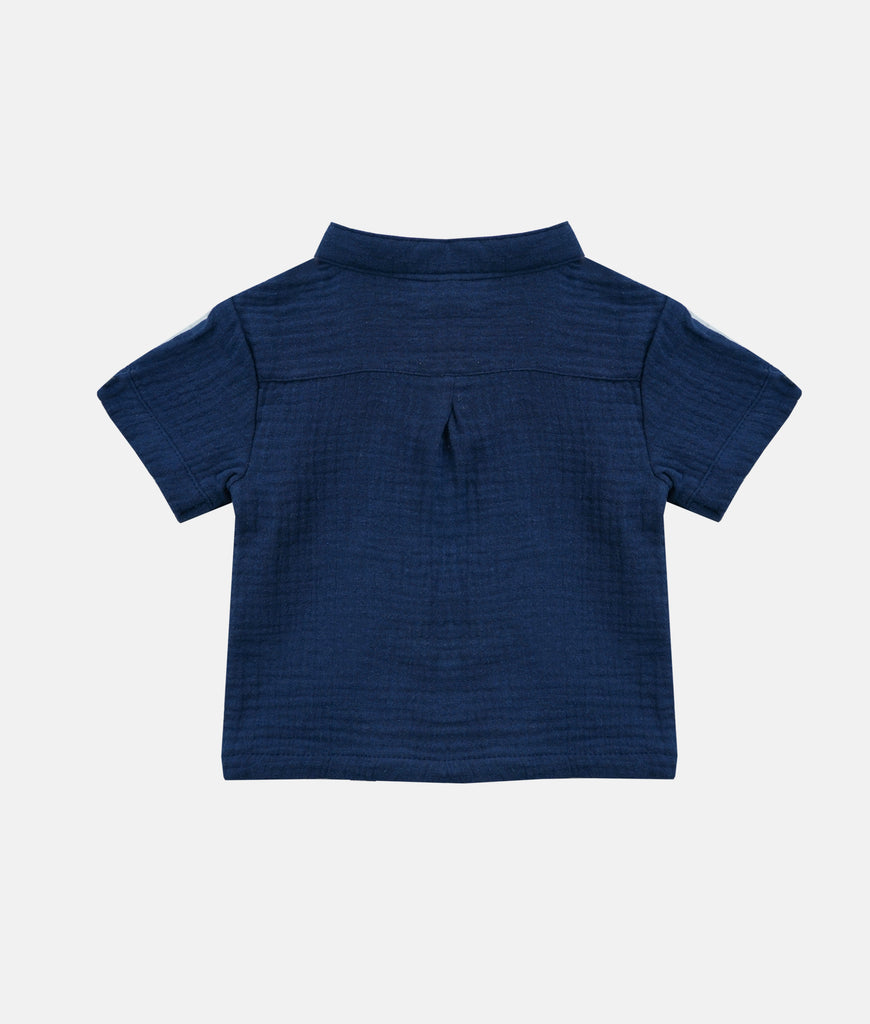 Elegant Smockers LK | Boys Muslin Shirt  - Navy Blue | Sri Lanka 