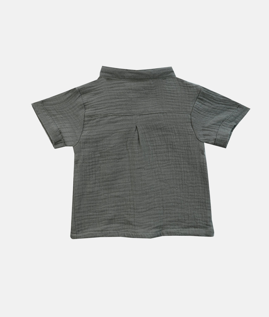 Elegant Smockers LK | Boys Muslin Shirt  - Sage | Sri Lanka 