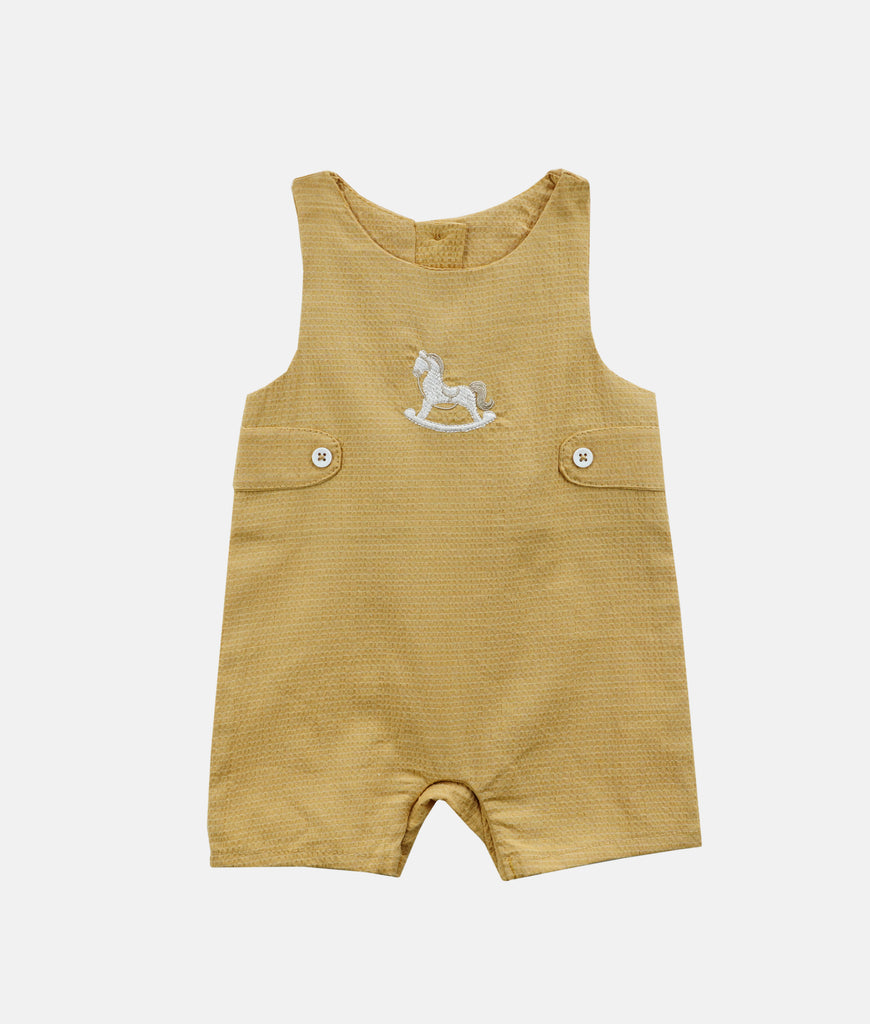 Elegant Smockers LK | Boys Rocking Horse Romper - Ocher | Sri Lanka 