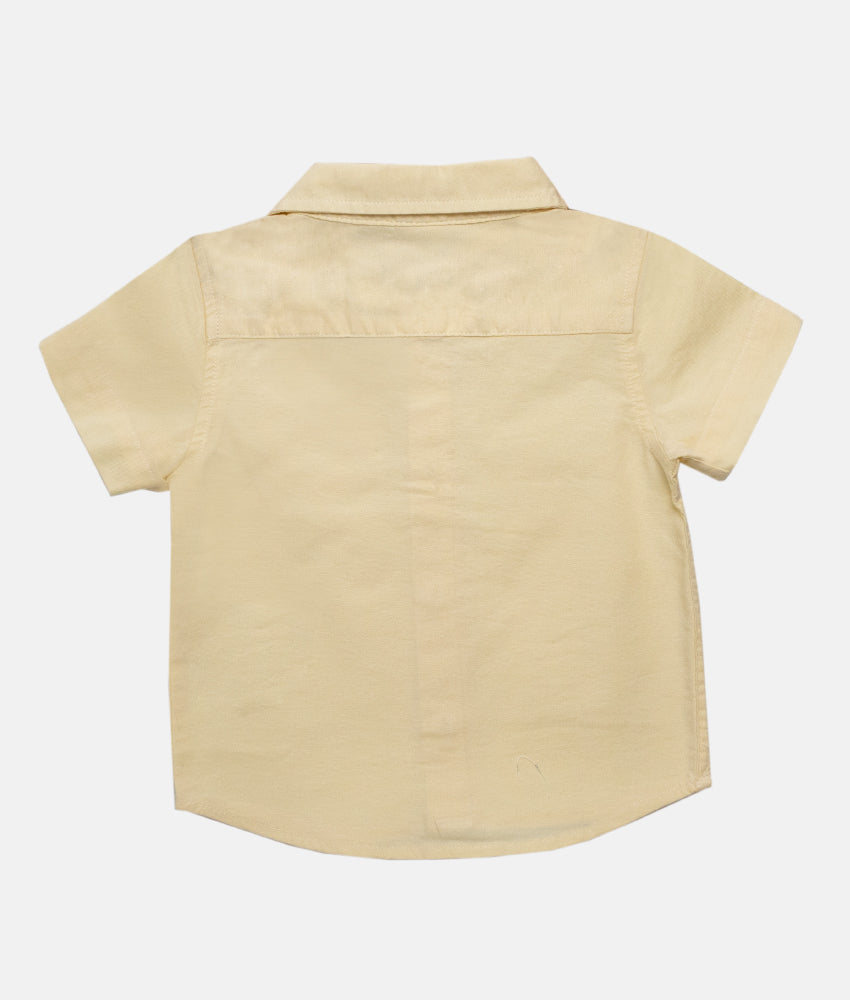 Elegant Smockers LK | Boys Short Sleeve Formal Collar Shirt - Light Yellow | Sri Lanka 