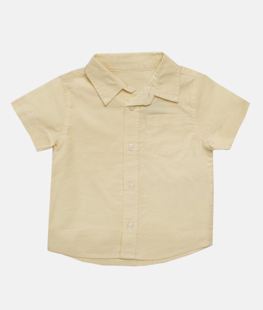 Elegant Smockers LK | Boys Short Sleeve Formal Collar Shirt - Light Yellow | Sri Lanka 