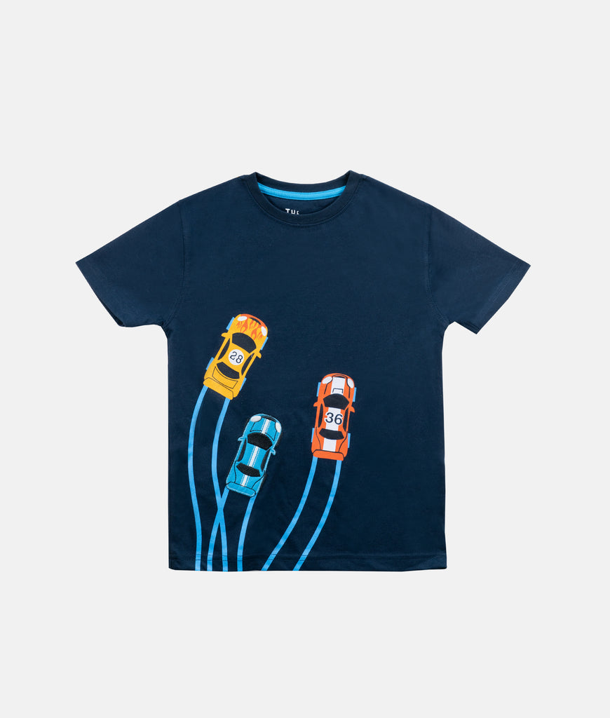 Elegant Smockers LK | Boys T-Shirt - Blue Racing Car Print | Sri Lanka 