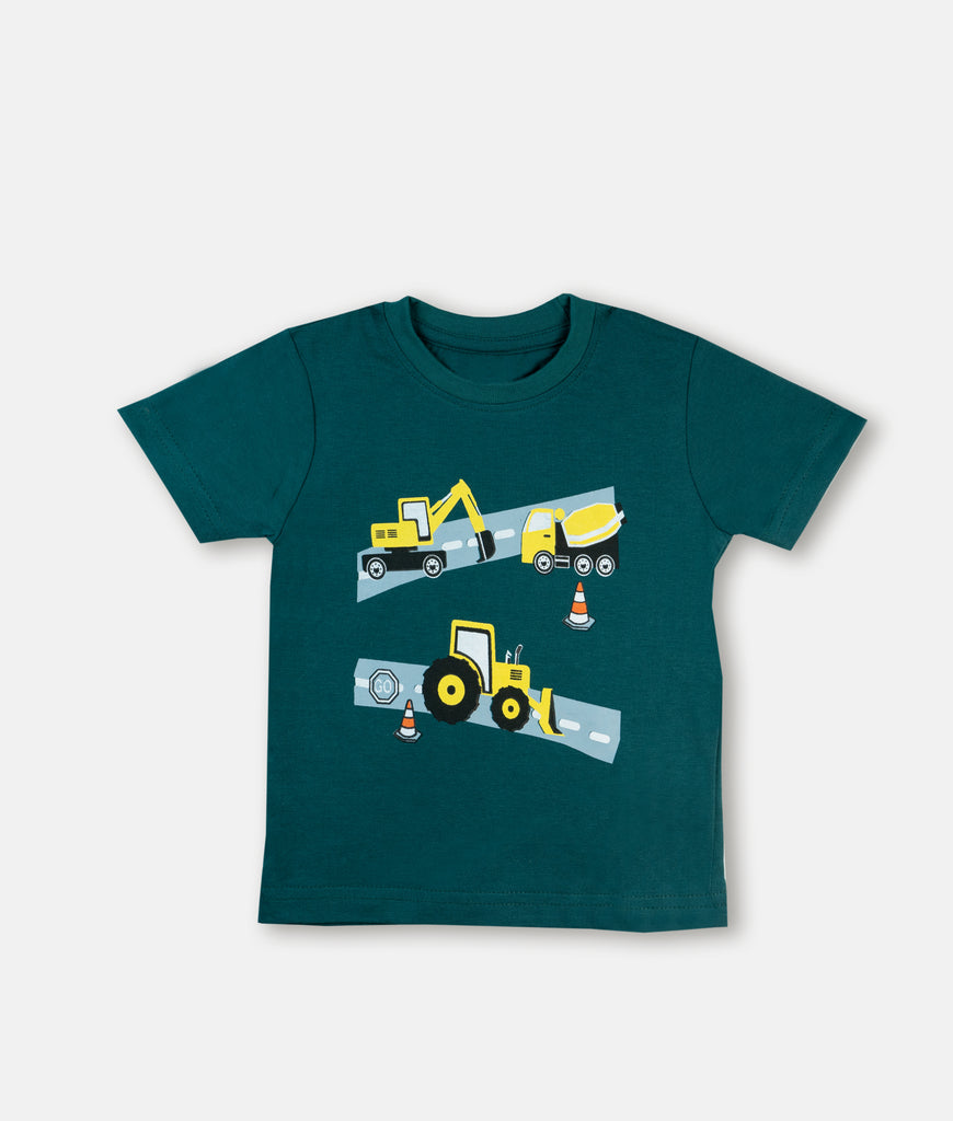 Elegant Smockers LK | Boys T-shirt - Green Vehicle Print | Sri Lanka 