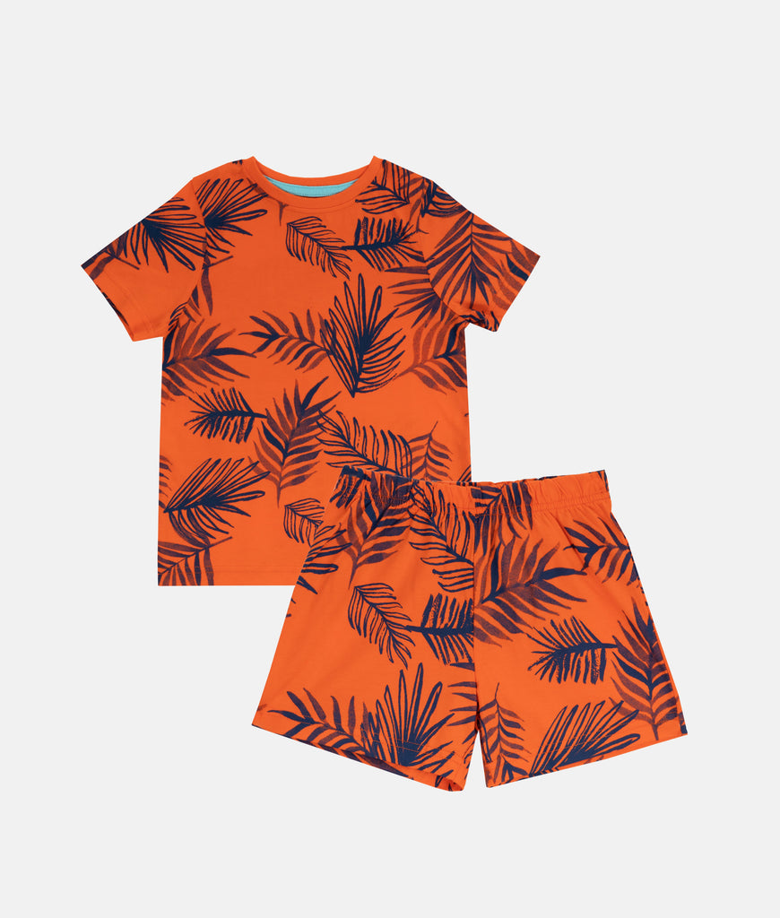 Elegant Smockers LK | Boys T-Shirt & Short 2pcs Set - Tropical Orange | Sri Lanka 