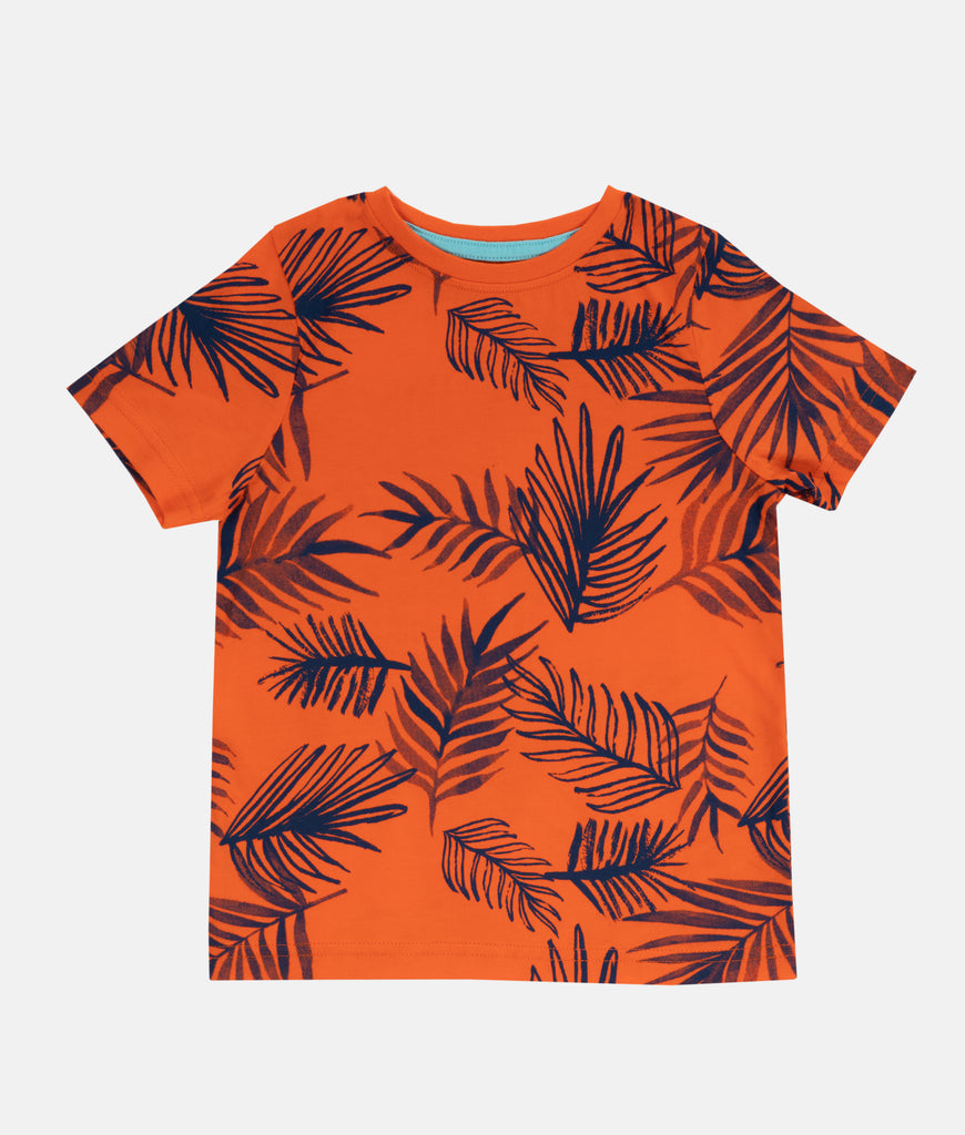 Elegant Smockers LK | Boys T-Shirt & Short 2pcs Set - Tropical Orange | Sri Lanka 