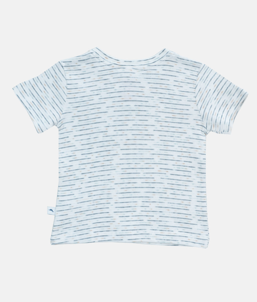 Elegant Smockers LK | Boy's T-Shirt  White Striped Crew | Sri Lanka 