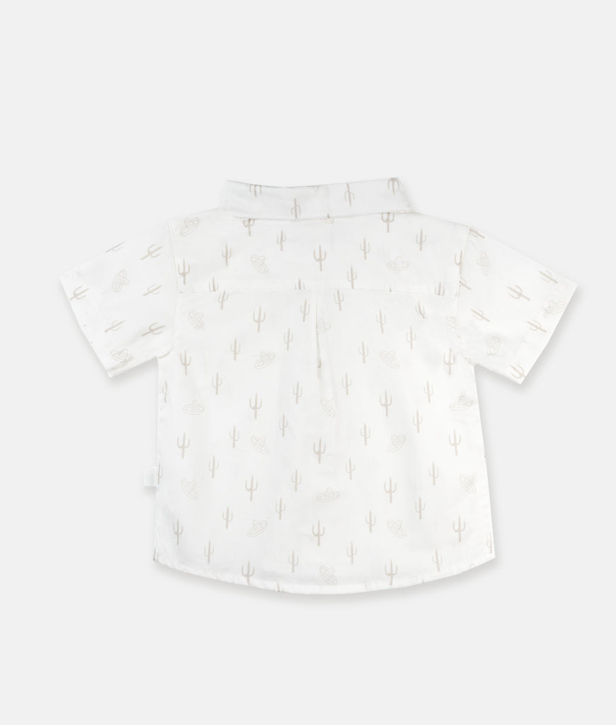 Elegant Smockers LK | Boys White Shirt - Cactus Tree Print | Sri Lanka 