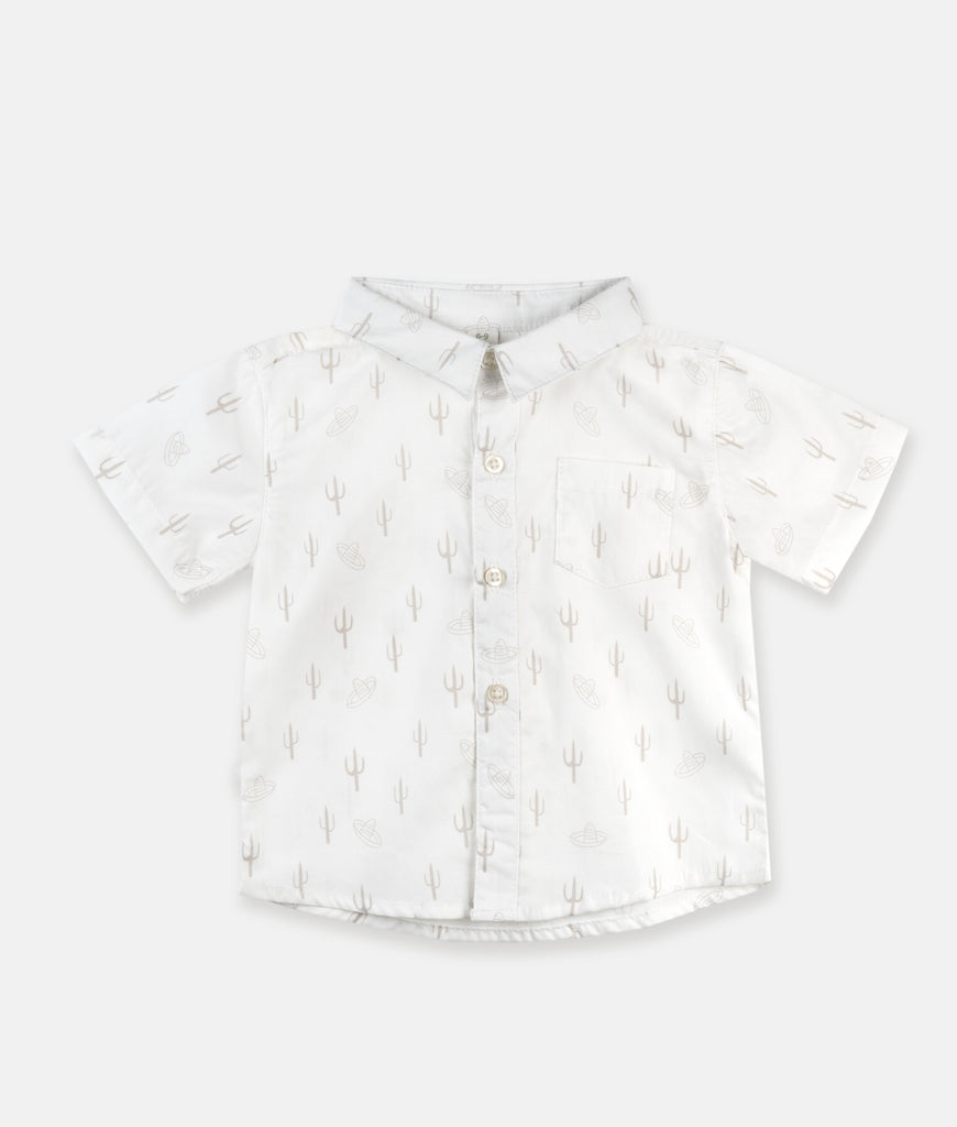 Elegant Smockers LK | Boys White Shirt - Cactus Tree Print | Sri Lanka 