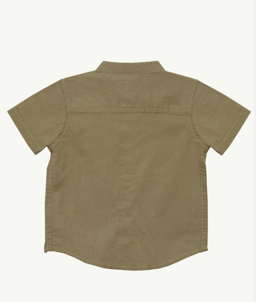 Elegant Smockers LK | Brown Short Sleeve Chinese Collar Boys Shirt | Sri Lanka 