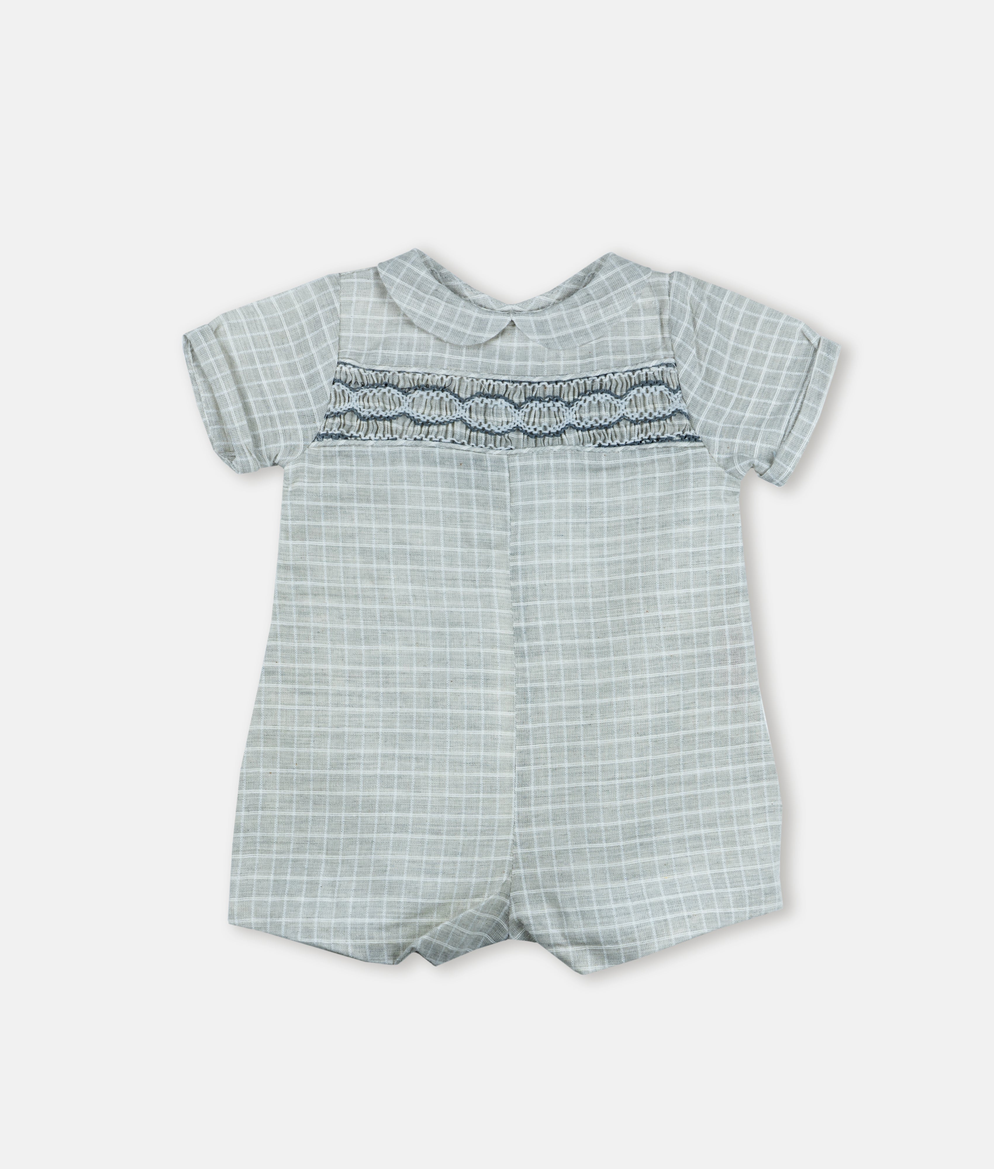 Elegant Smockers LK | Grey Gingham Boys Collared Romper | Sri Lanka 