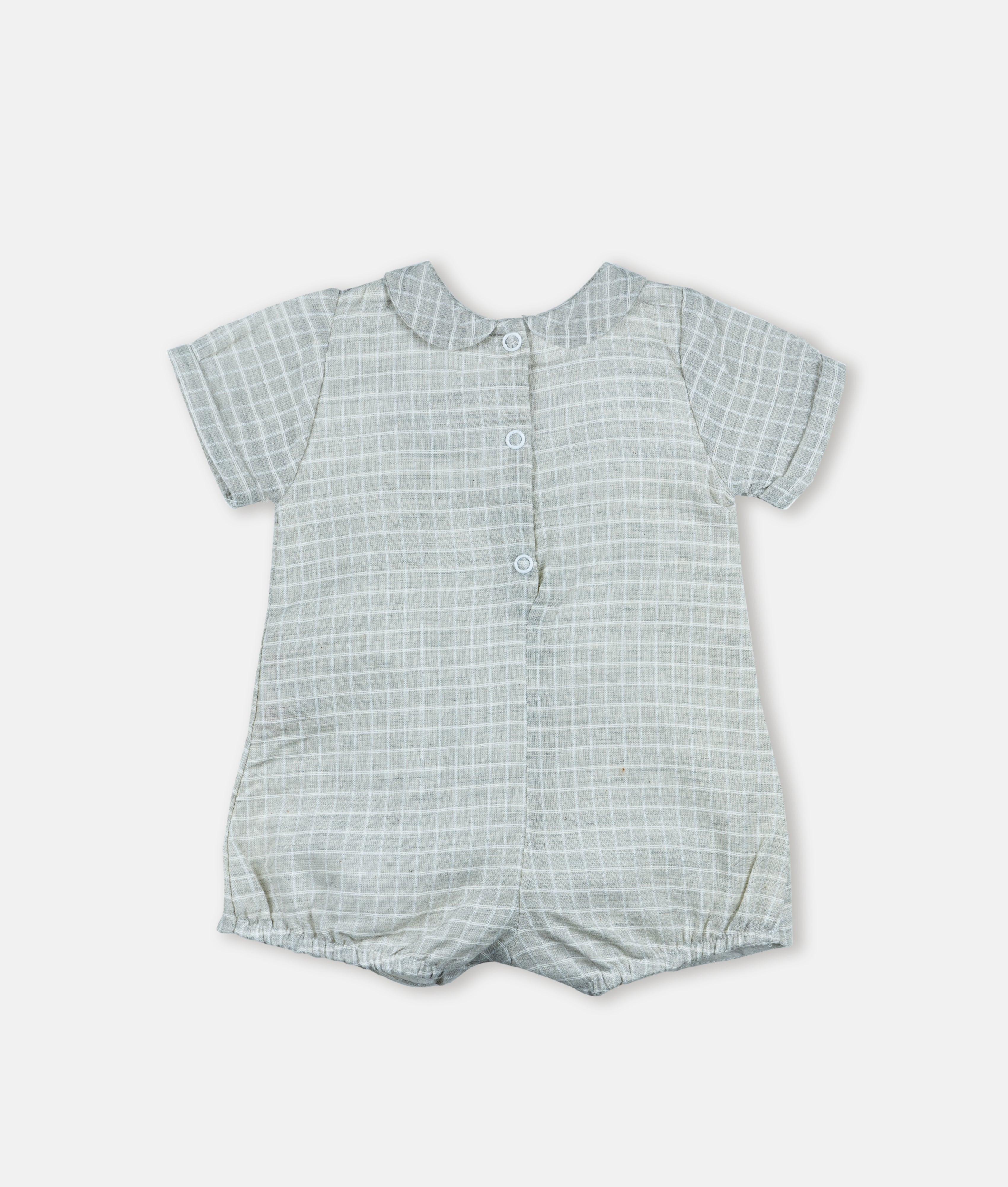 Elegant Smockers LK | Grey Gingham Boys Collared Romper | Sri Lanka 