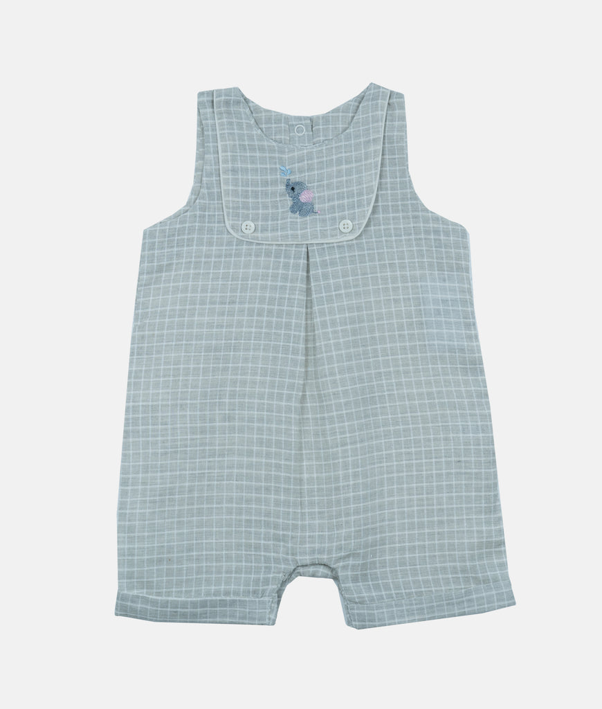 Elegant Smockers LK | Checked Embroidery Baby Romper - Elephant | Sri Lanka 