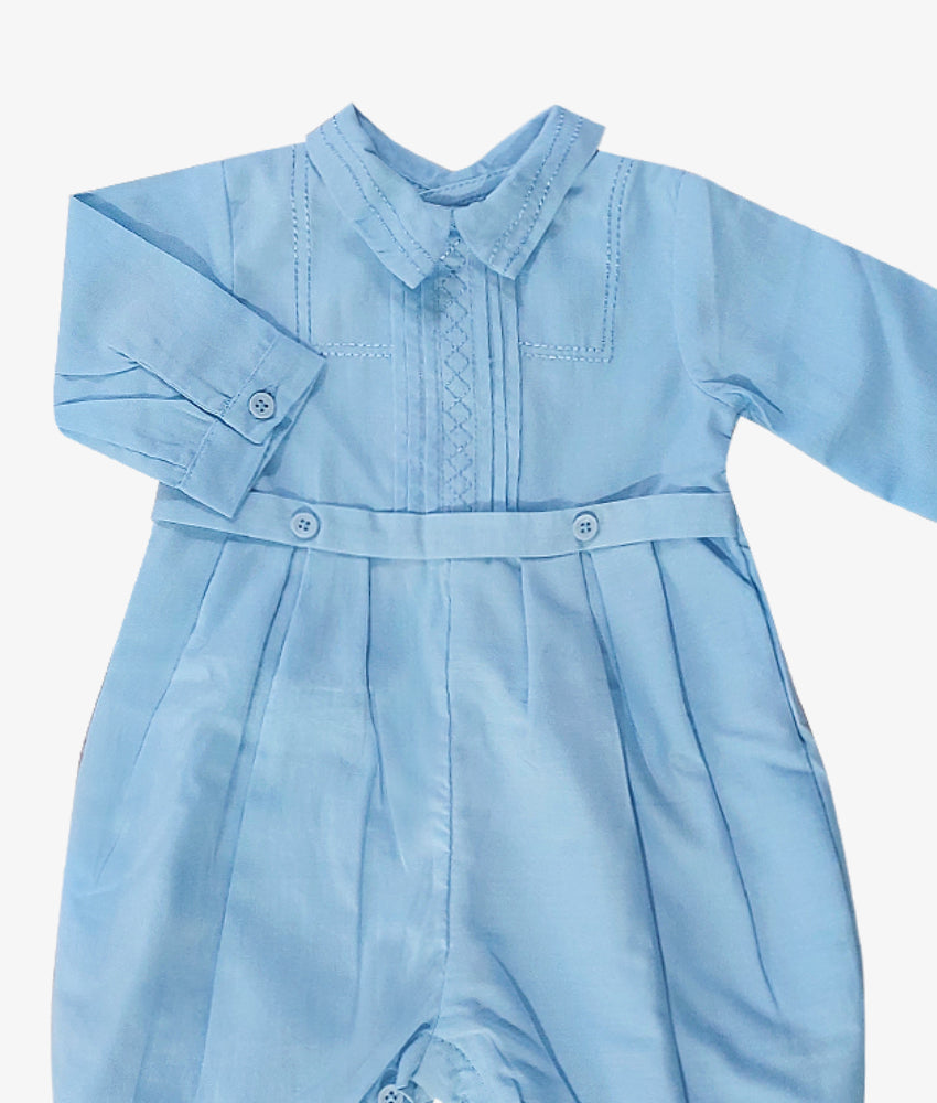 Elegant Smockers LK | Christening Baby Romper - Blue (Pre-Order) | Sri Lanka 