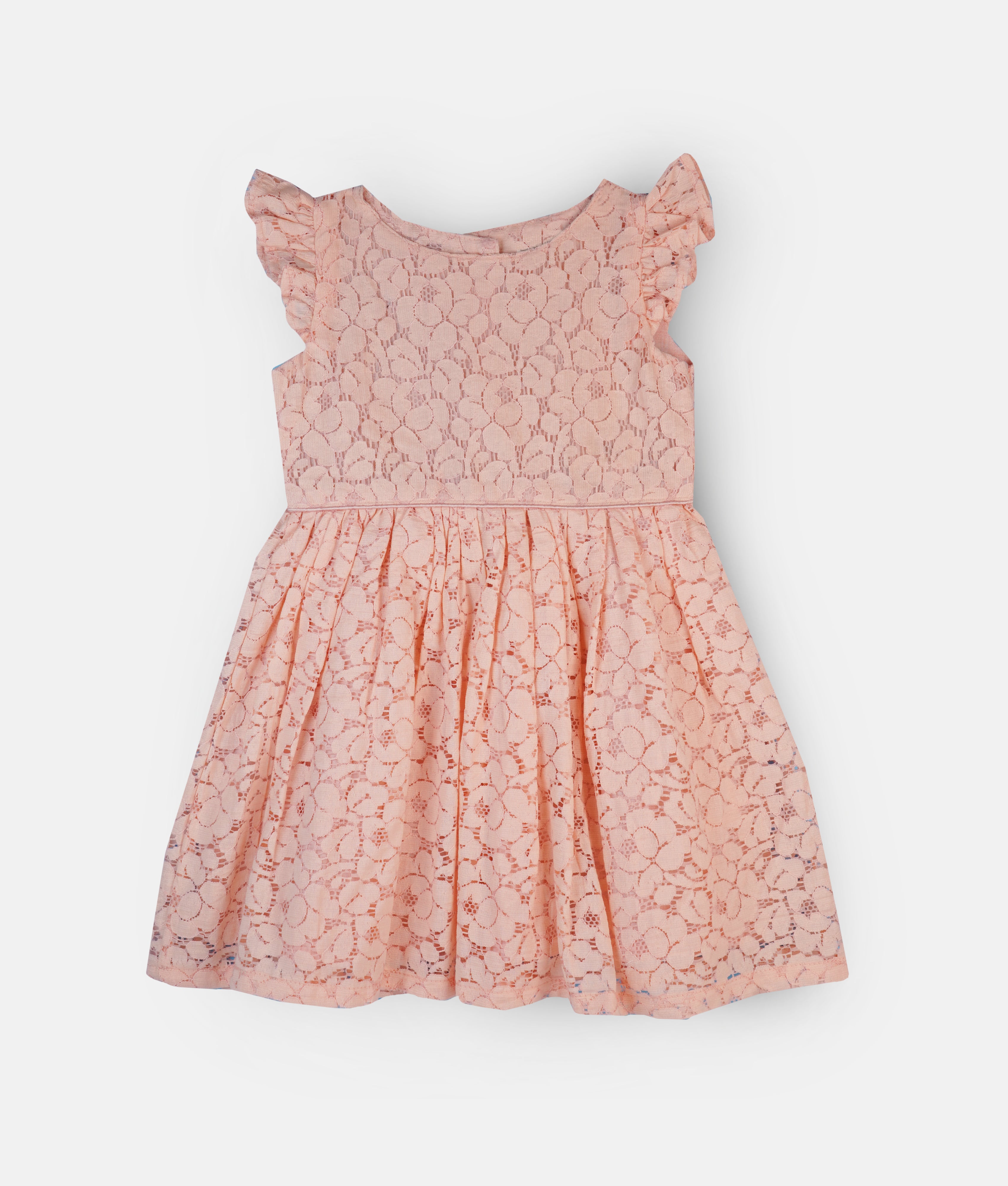 Elegant Smockers LK | Coral Pink Lace Girls Party Dress | Sri Lanka 